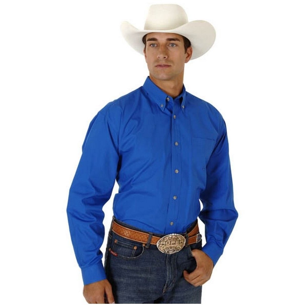 Roper Western Shirt Mens L/S Button Solid Royal 03-001-0366-0031 RY Image 1