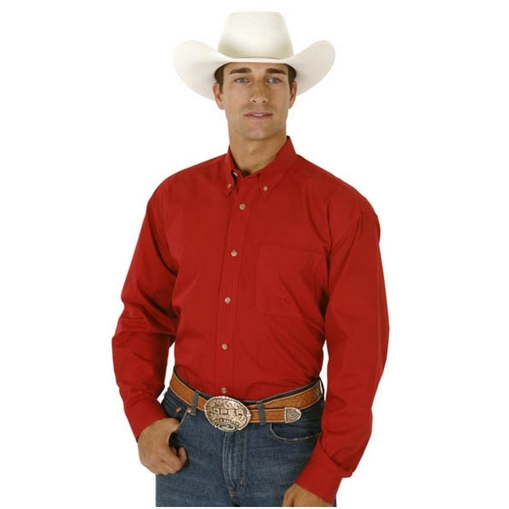 Roper Western Shirt Mens L/S Button Solid Red 03-001-0366-0022 RE Image 1