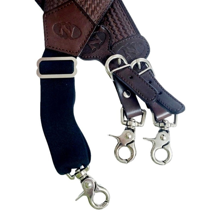 Nocona Western Suspenders Mens Tough Galluse Weave Chocolate N8512402 Image 3