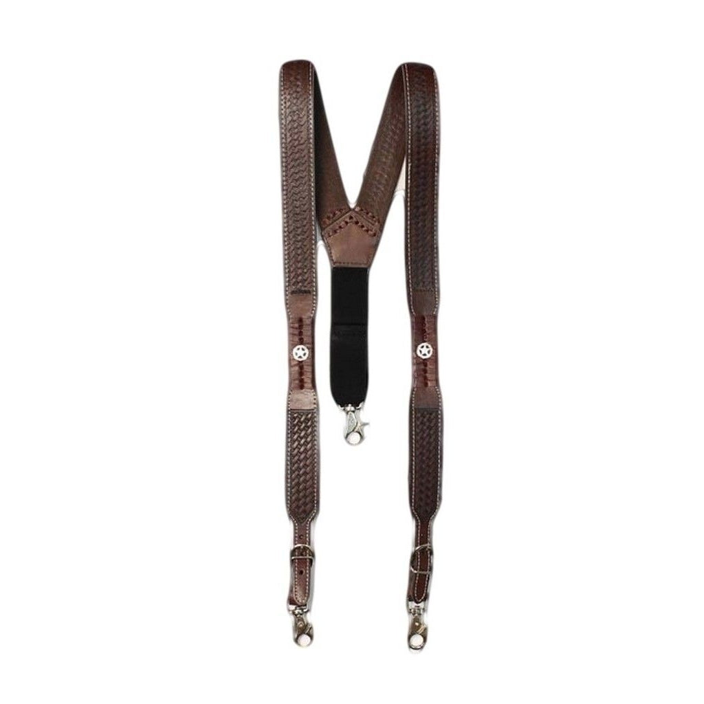 Nocona Western Suspenders Mens Galluse Embossed Star Sorrel N8512629 Image 1