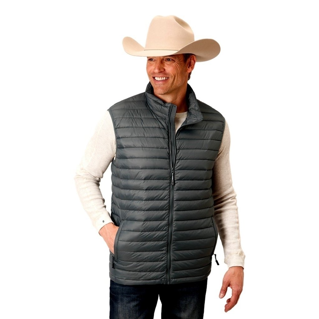 Roper Western Vest Mens Lightweight Zip Sage 03-097-0695-6189 GR Image 1