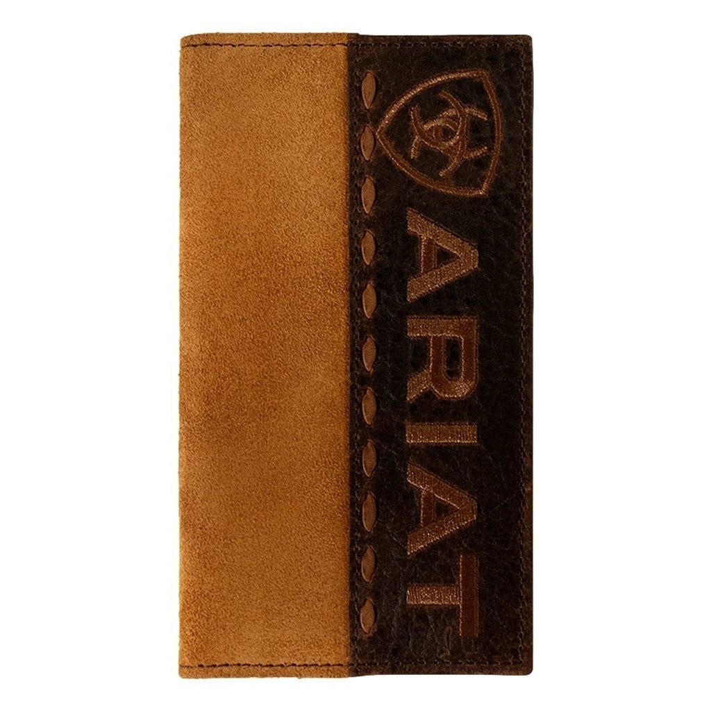 Ariat Western Wallet Mens Rodeo Roughout Logo Rowdy Tan A3560808 Image 1