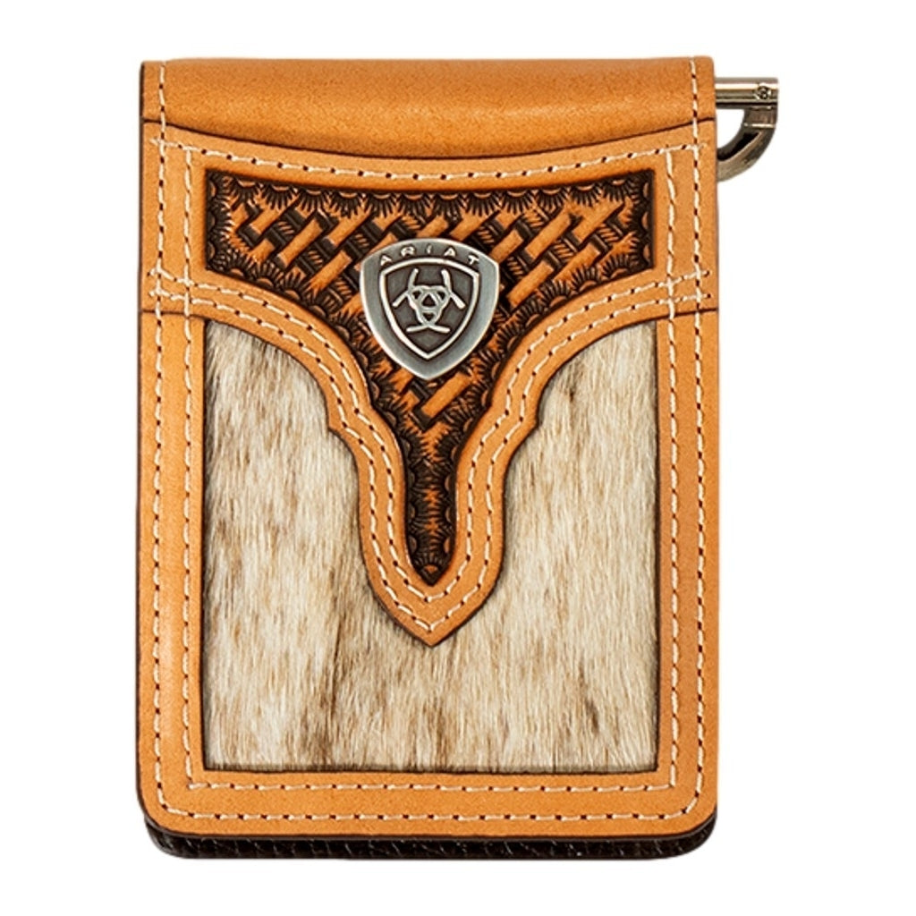 Ariat Western Wallet Mens Bifold Calf Hair Money Clip Natural A3561948 Image 1