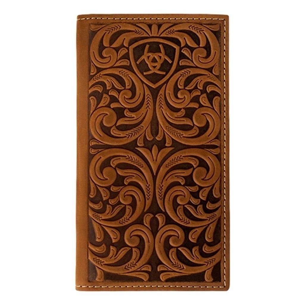 Ariat Western Wallet Mens Rodeo Scrolling Logo Medium Brown A3561244 Image 1