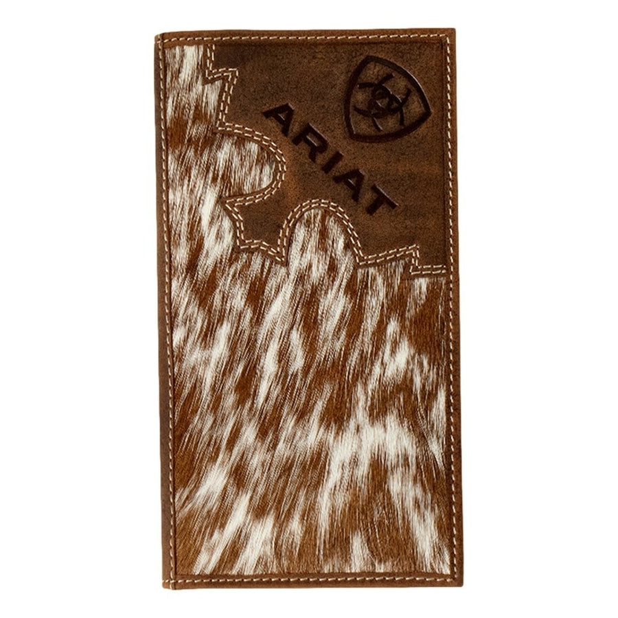 Ariat Western Wallet Mens Rodeo Calf Hair Embossed Logo Brown A3562302 Image 1