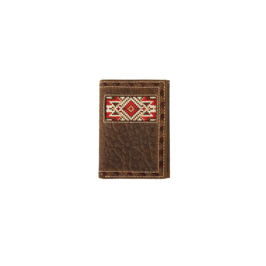 3D Western Wallet Mens Trifold Embroidered Laced Brown Red D250013304 Image 1