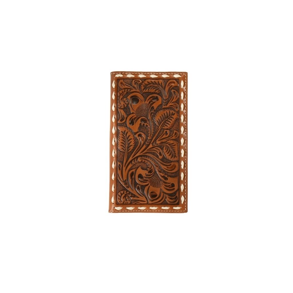 Nocona Western Wallet Mens Rodeo Floral Embossed Lace Tan N500045108 Image 1