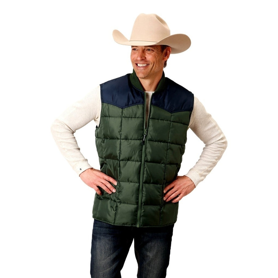 Roper Western Vest Mens OPP Down Filled Green 03-097-0763-0536 GR Image 1