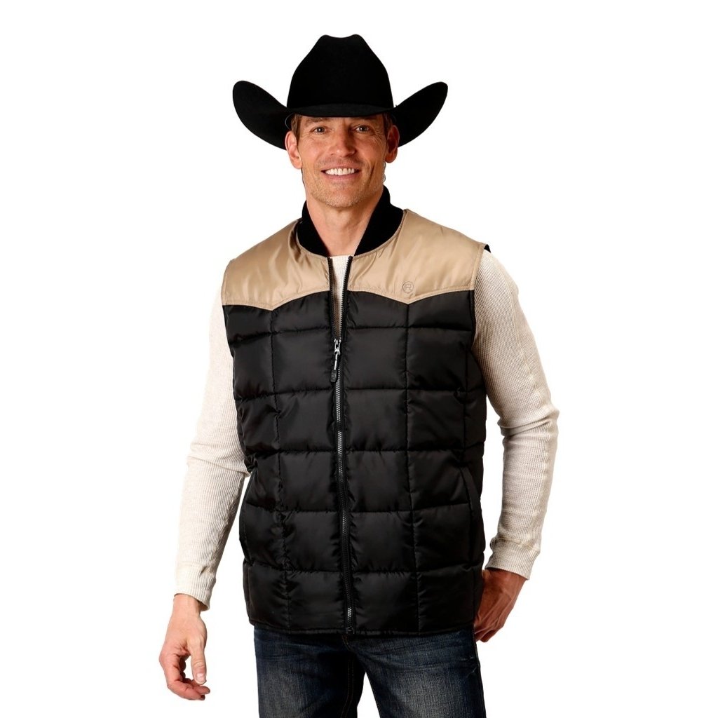 Roper Western Vest Mens Quilted OPP Black 03-097-0763-0534 BL Image 1