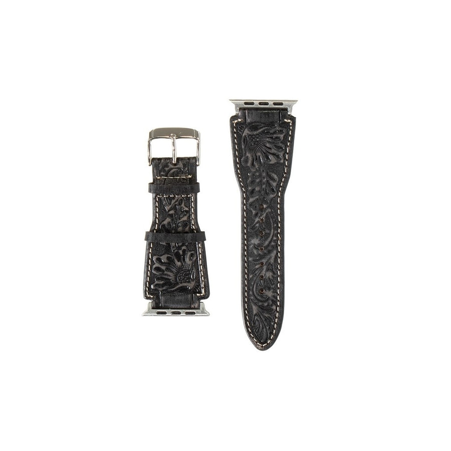 Nocona Western Watch Band Mens Floral Embossed Buckle Leather N3102101 Image 1