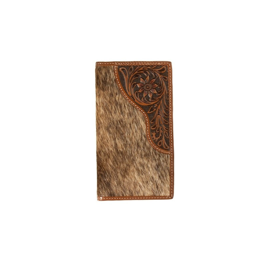 Nocona Western Wallet Mens Rodeo Calf Hair Tooled Brown N500045502 Image 1