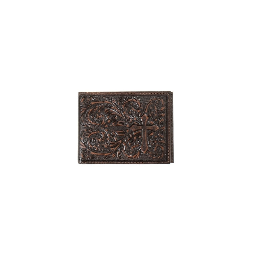 Nocona Western Wallet Mens Bifold Scroll Cross Medium Brown N5417344 Image 1