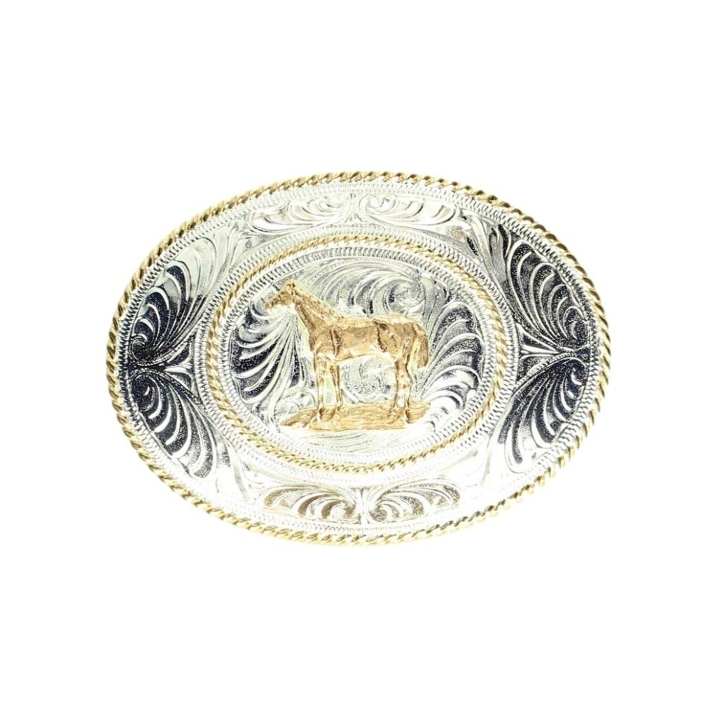 Crumrine Western Belt Buckle Standing Horse Silver Bronze C1037509 Image 1