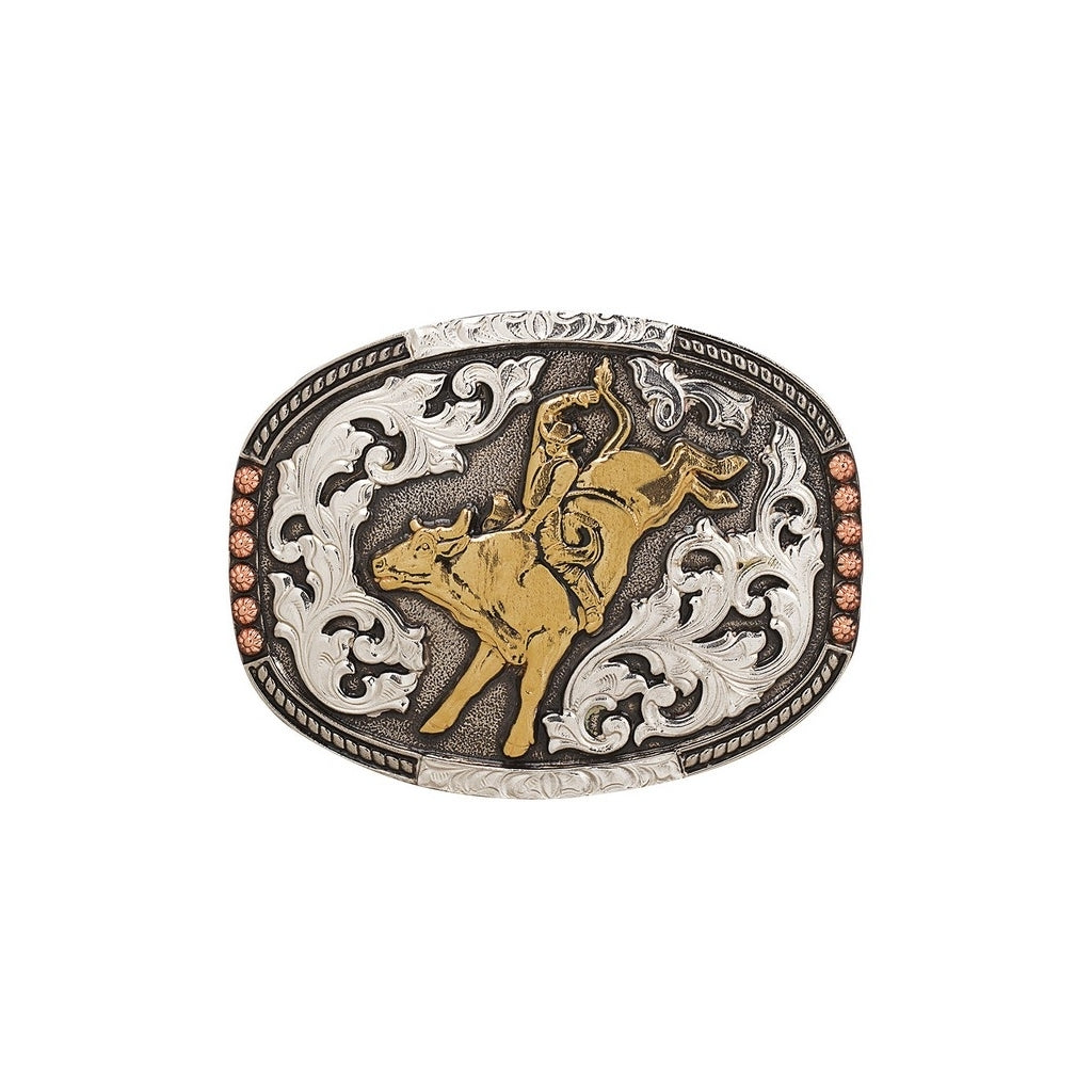 Crumrine Western Belt Buckle Bull Rider Silver Gold Copper C1001702 Image 1