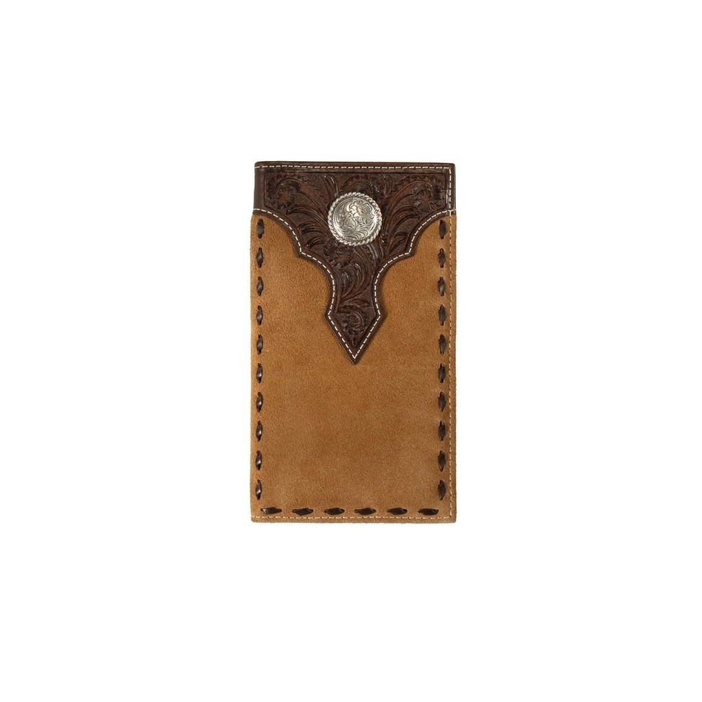 Nocona Western Wallet Men Rodeo Roughout Floral Overlay Tan N500045808 Image 1