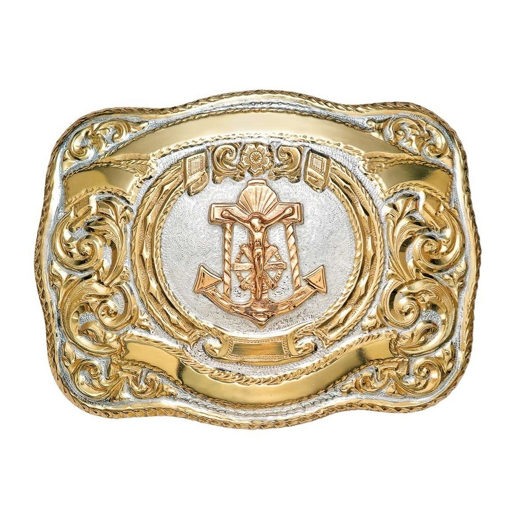 Crumrine Western Belt Buckle Anchor Crucifix Silver Bronze C09912 Image 1