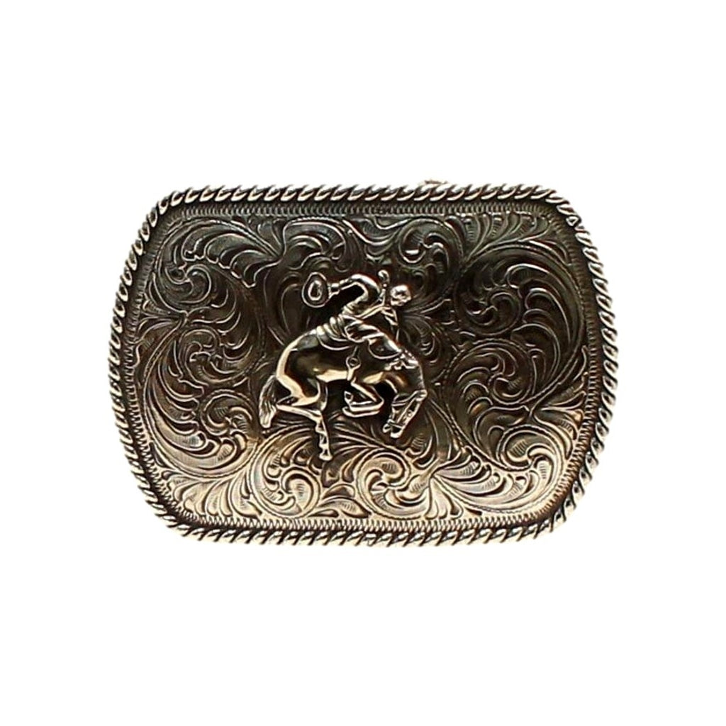 Crumrine Western Belt Buckle Rectangle Bucking Bronco Silver C10109 Image 1