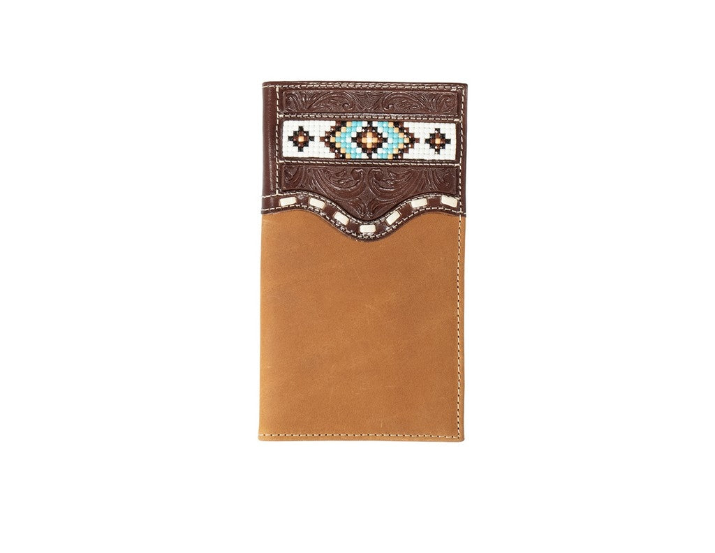 Nocona Western Wallet Mens Rodeo Beaded Inlay Embossed Brown N5416102 Image 1