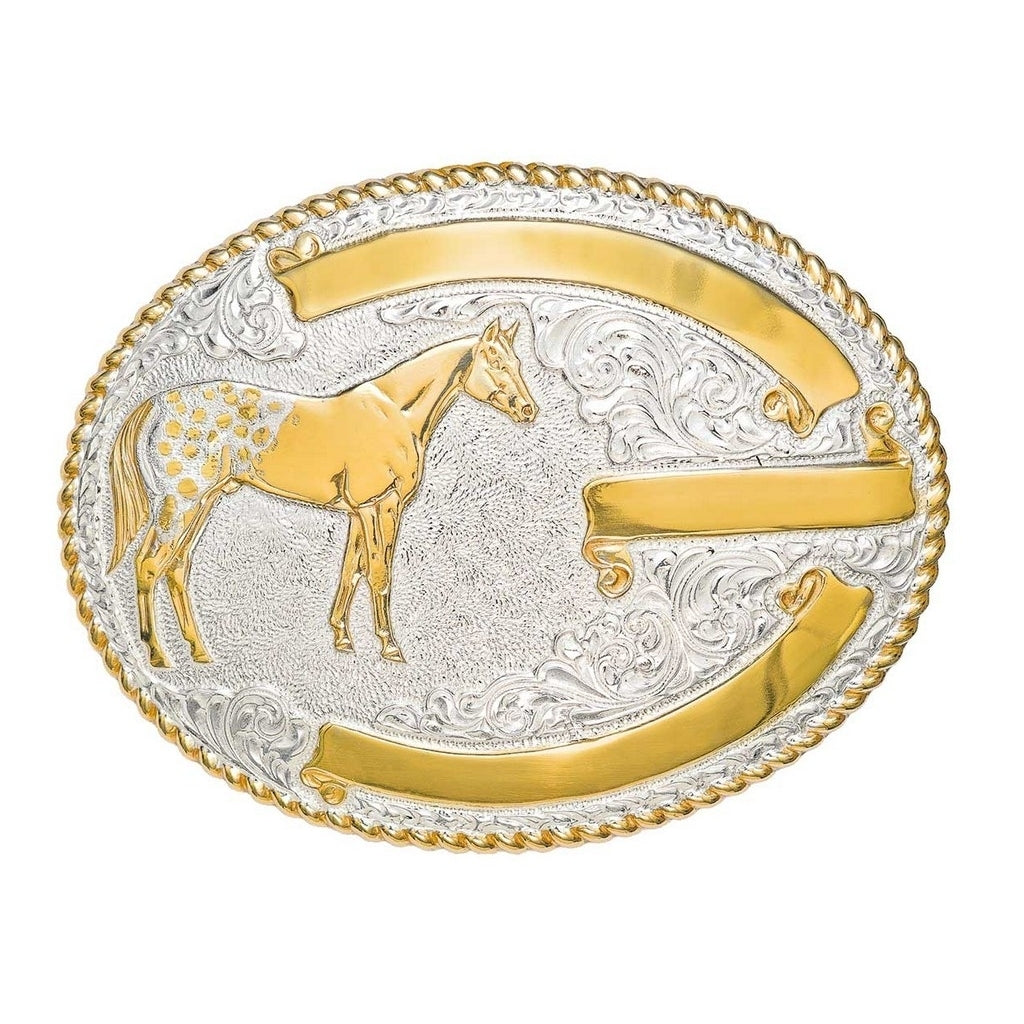 Crumrine Western Belt Buckle Appaloosa Horse Silver Bronze C02118 Image 1