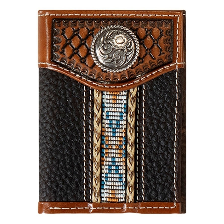 Ariat Western Wallet Men Trifold Southwest Woven Brown Rowdy A35541282 Image 1