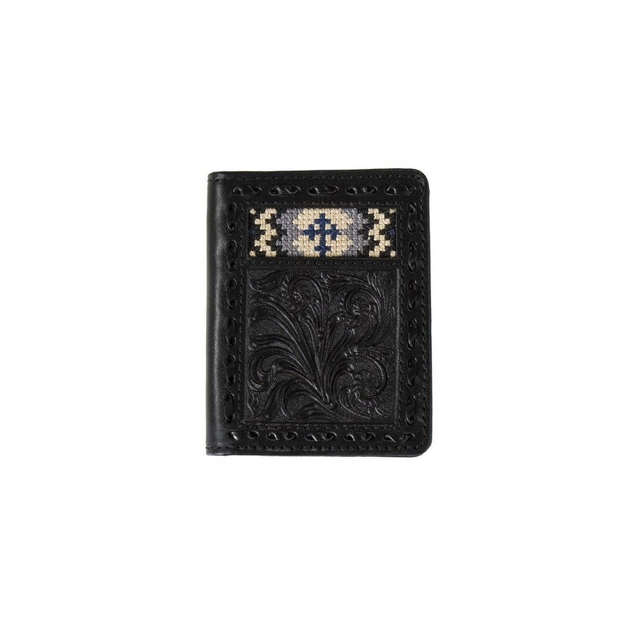 3D Western Wallet Men Bifold Floral Embroidered Cross Black D250007301 Image 1