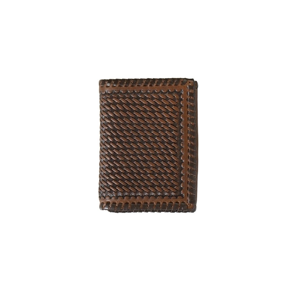 3D Western Wallet Mens Trifold Basketweave Sunburst Brown D250007702 Image 1