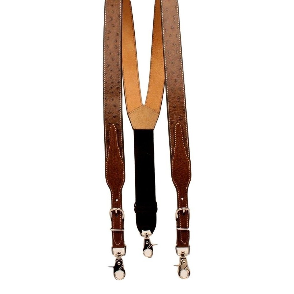 Nocona Western Suspender Men Leather Ostrich Print Adjust Tan N8513208 Image 1