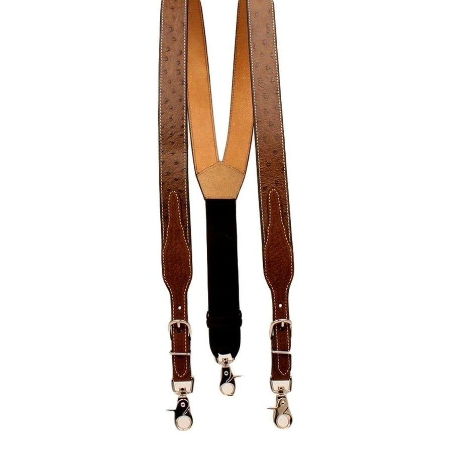 Nocona Western Suspender Men Leather Ostrich Print Adjust Tan N8513208 Image 1