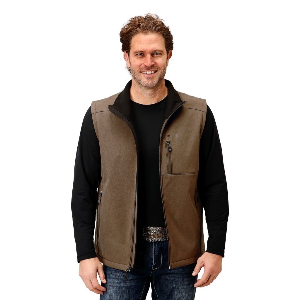 Roper Western Vest Mens Technical Zip Brown 03-097-0782-0617 BR Image 1