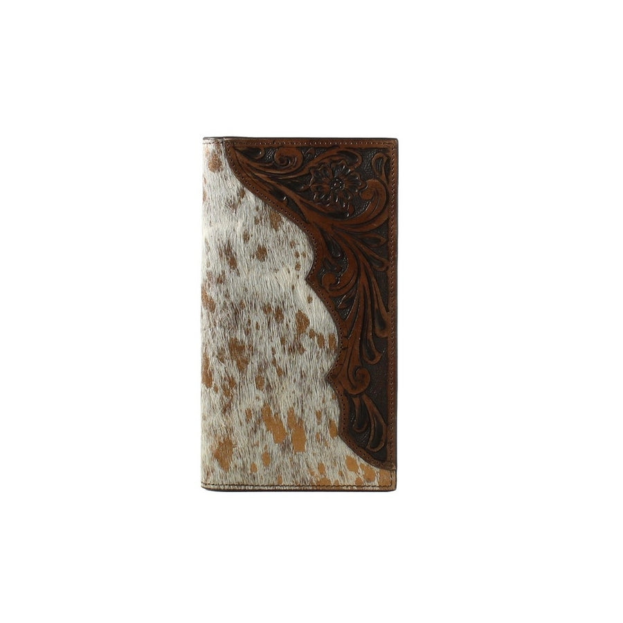 Nocona Western Wallet Men Rodeo Calf Hair Floral Tooled Brown N5413102 Image 1