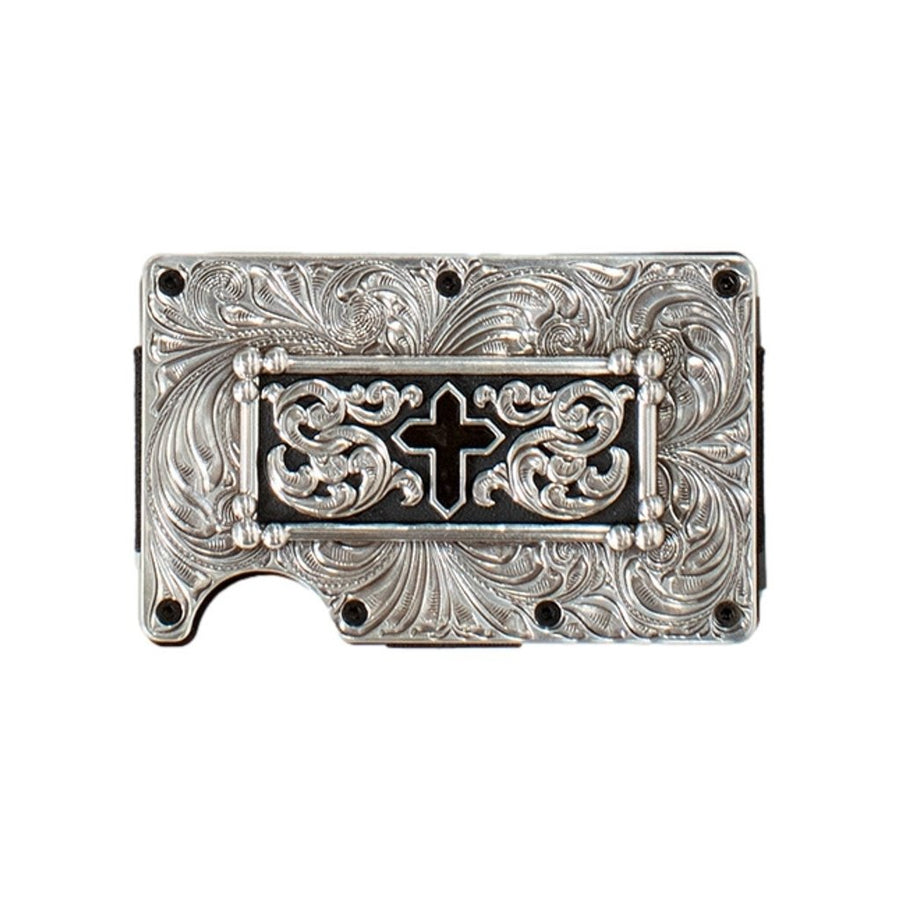 3D Western Wallet Mens RFID Blocking Cross Silver Black D250008965 Image 1