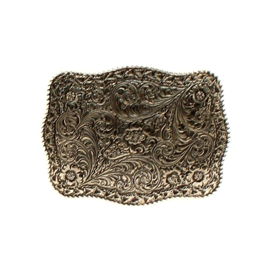 Crumrine Western Belt Buckle Floral Scrolling Antique Silver C10116 Image 1