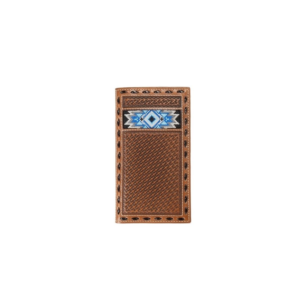 3D Western Wallet Mens Rodeo Diamond Inlay Embossing Brown D250009502 Image 1