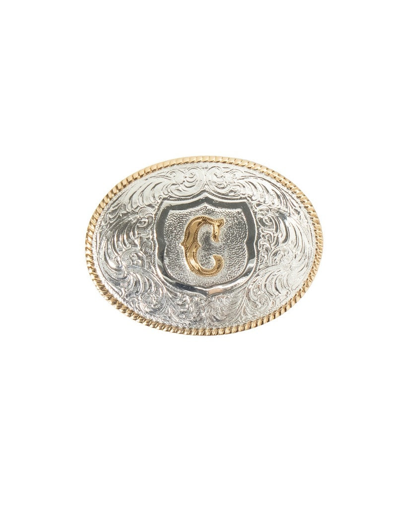 Crumrine Western Belt Buckle Initial Rope Edge Silver Gold C10380 Image 1