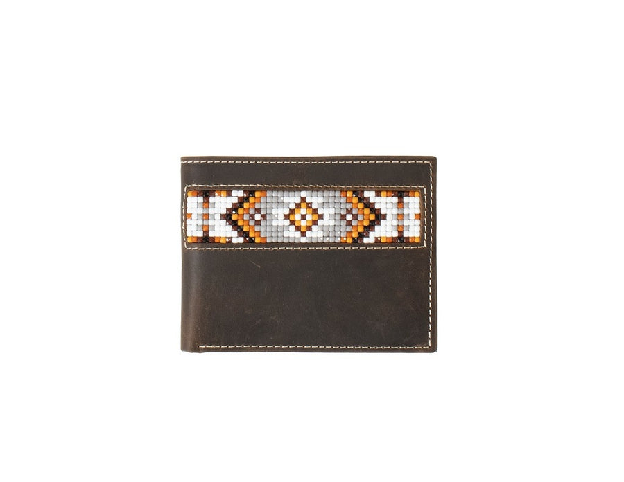 3D Western Wallet Mens Bifold Southwest Inlay Beaded Brown D250009202 Image 1