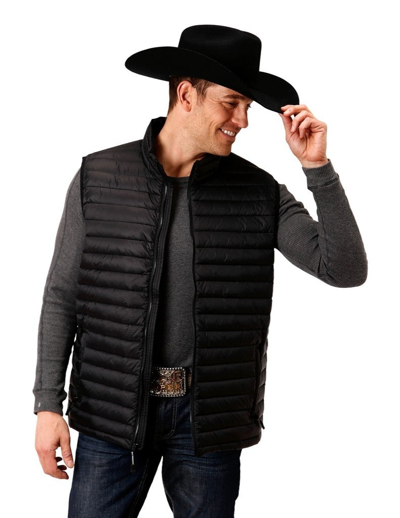 Roper Western Vest Mens Quilts Pocket Warm Black 03-097-0695-6137 BL Image 1