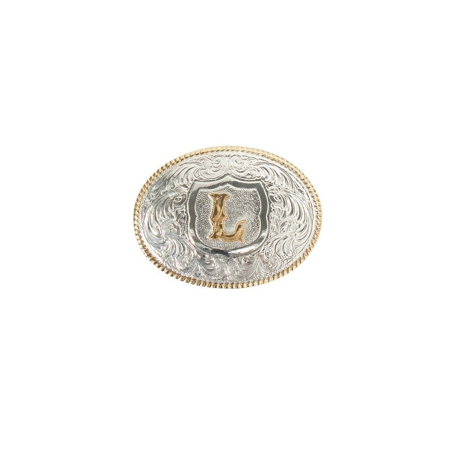 Crumrine Western Belt Buckle Initial Rope Edge Silver Gold C10380 Image 1