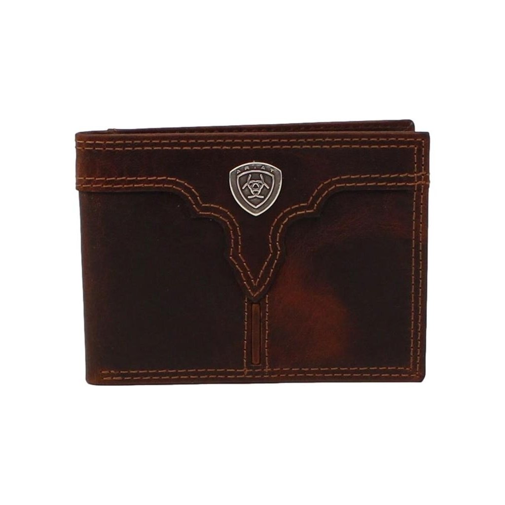 Ariat Western Wallet Mens Bifold Center Bump Shield Brown A3550202 Image 1