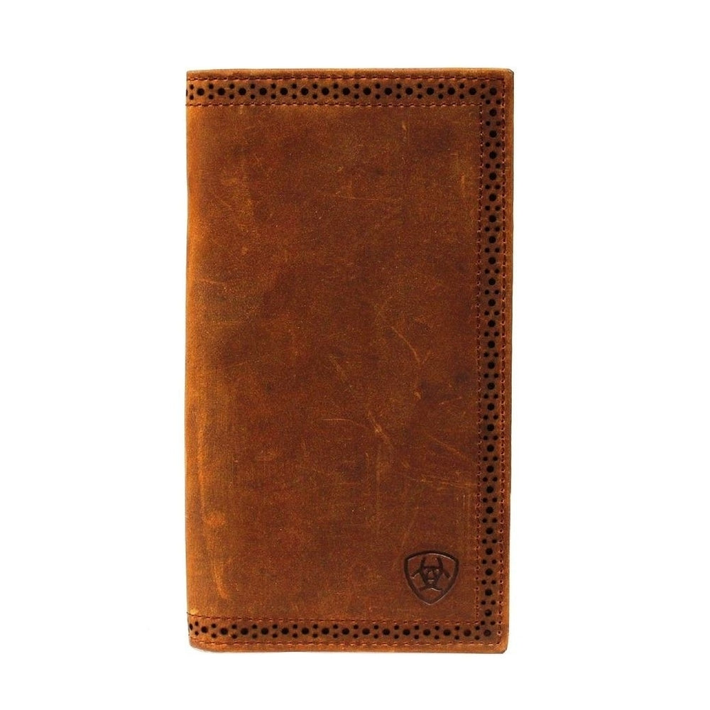 Ariat Western Wallet Mens Rodeo Checkbook Logo Leather A35126 Image 2