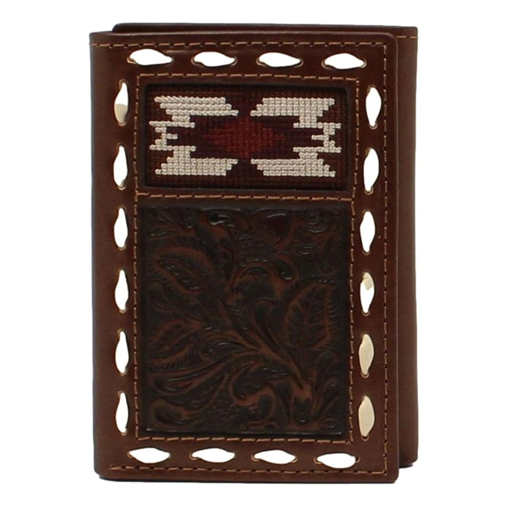 Nocona Western Wallet Men Trifold Southwest Buck Lace Brown N500039002 Image 1