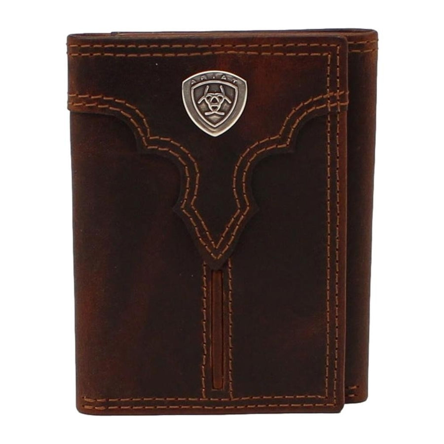 Ariat Western Wallet Mens Trifold Center Bump Shield Brown A3550102 Image 1