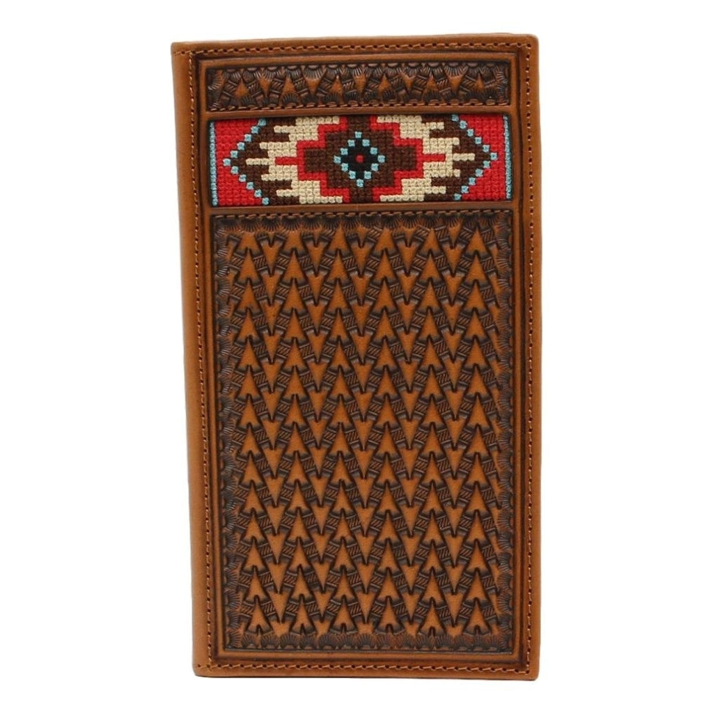 Ariat Western Wallet Men Rodeo Embroidered Inlay Embossed Tan A3543408 Image 1