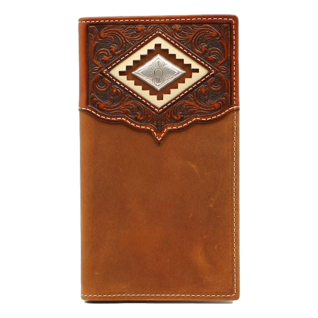 Ariat Western Wallet Mens Rodeo Diamond Cutout Medium Brown A3543044 Image 1