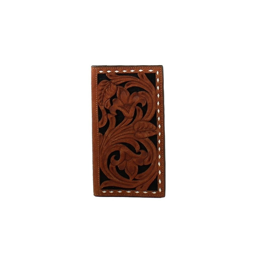 3D Western Wallet Mens Rodeo Floral Filagree Inlay Brown D250005902 Image 1