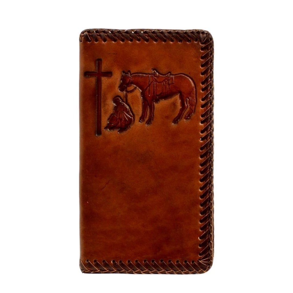 Nocona Western Wallet Mens Leather Embossed Cross Rodeo Tan N5413808 Image 1