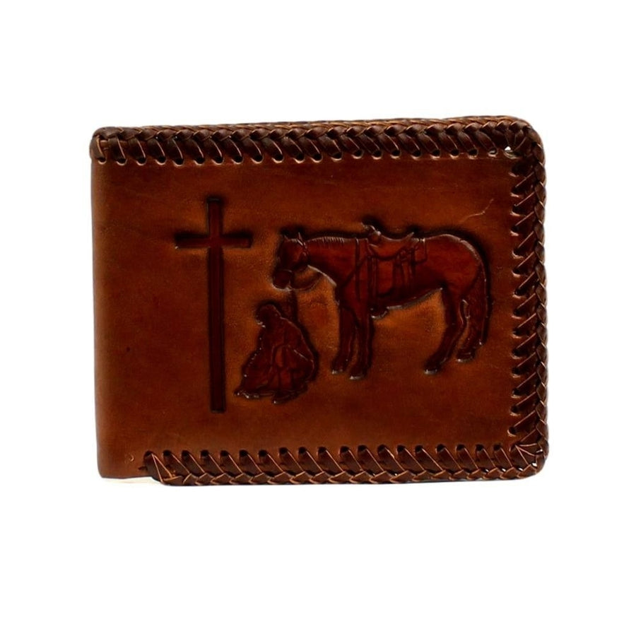 Nocona Western Wallet Mens Cowboy Prayer Leather Bi-fold Tan N5413908 Image 1