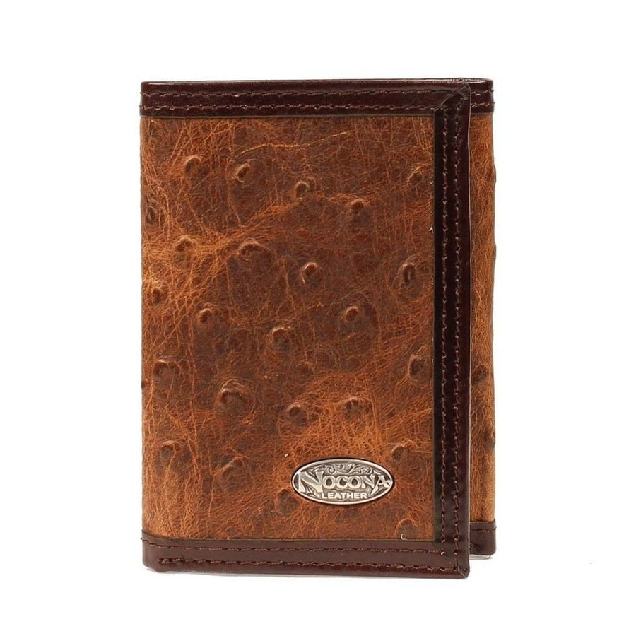 Nocona Western Wallet Mens Trifold Ostrich Vintage Brown N5487802 Image 1