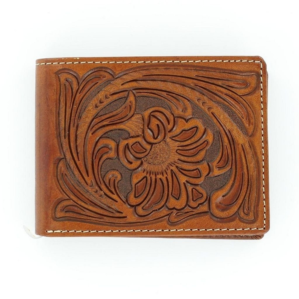 Nocona Western Wallet Mens Pass Case Bifold Tooled Saddle N5490608 Image 1