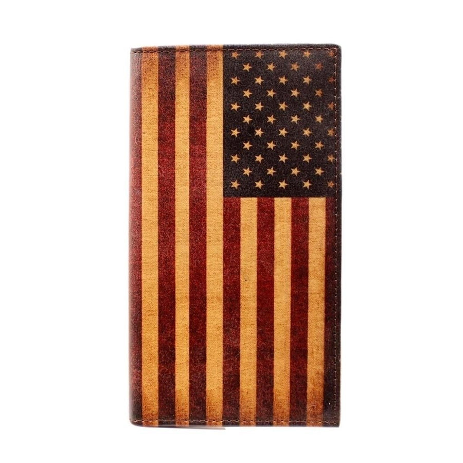 Nocona Western Wallet Mens Leather USA Flag Rodeo Red White N5416497 Image 1