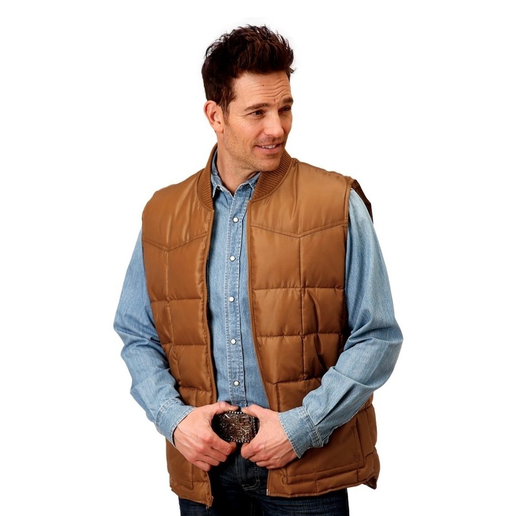 Roper Western Vest Mens Caramel Quilted Brown 03-097-0763-0530 BR Image 1